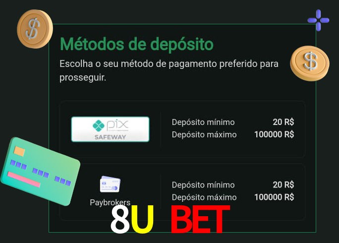 O cassino 8U Bet oferece uma grande variedade de métodos de pagamento